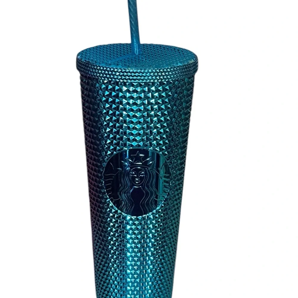 Starbucks 2023 Blue Chrome Studded Venti 24oz Cold Cup Tumbler
